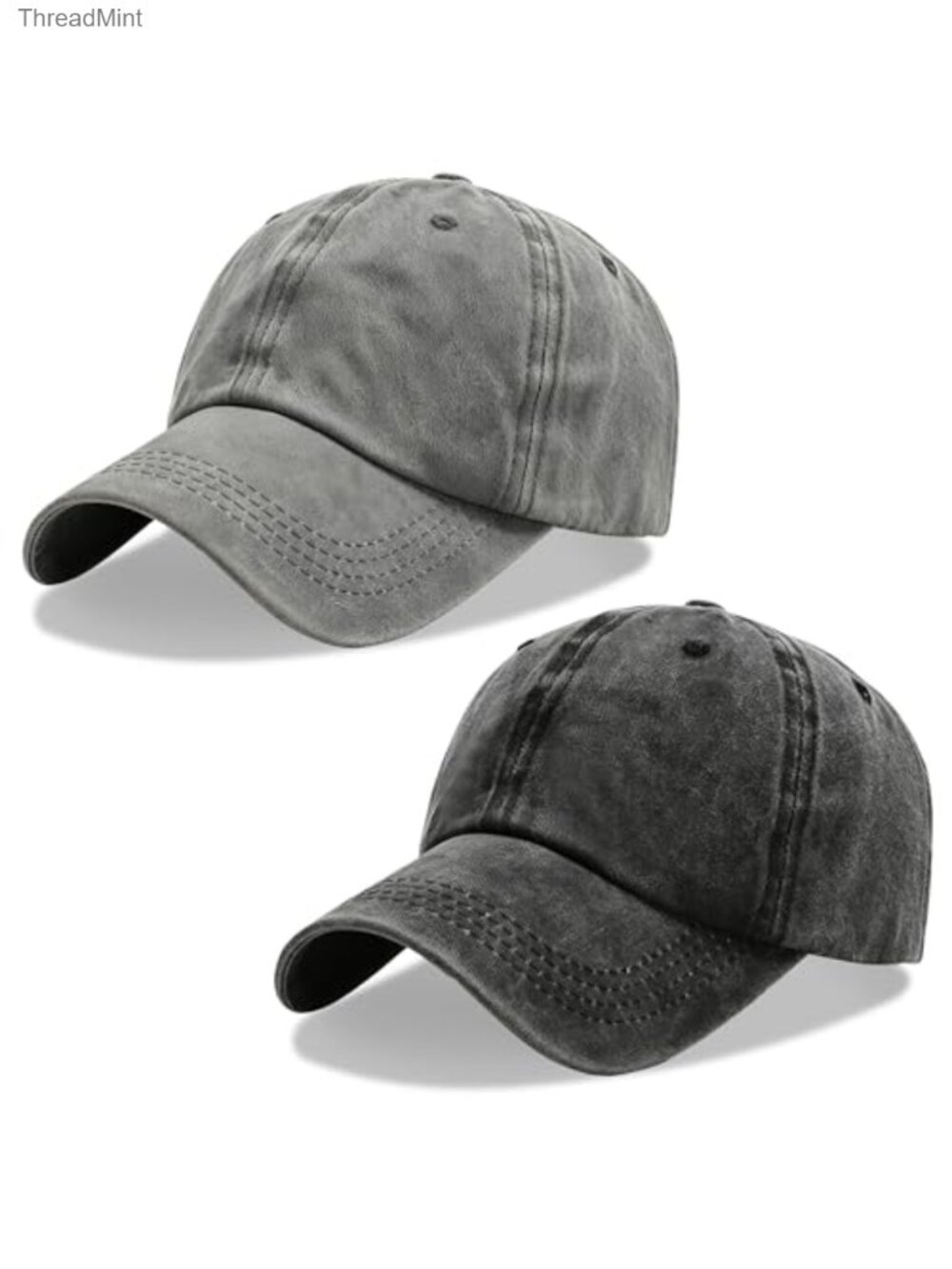 Washed Cotton Baseball Cap 2 Pack Adjustable Low Profile Dad Hat